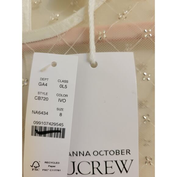 NWT J. Crew Collection Anna October© X J.Crew Sheer Beaded Dress Sheath 00 - Picture 9 of 12